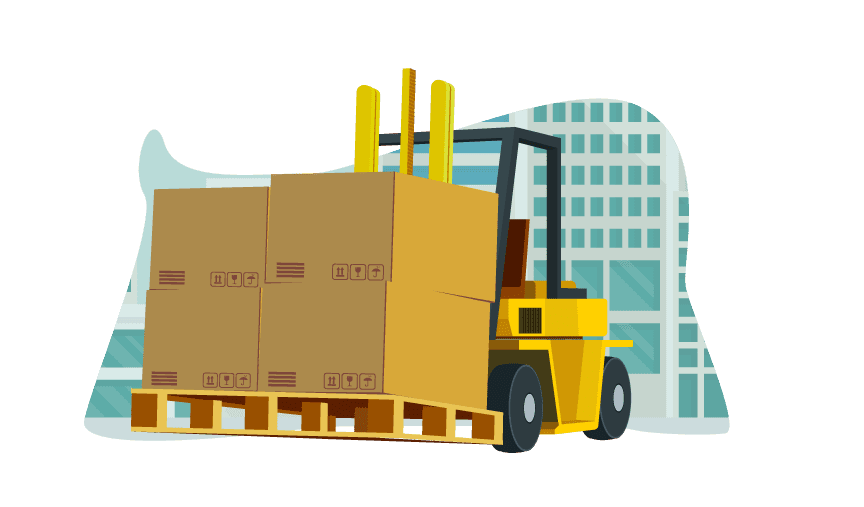 forklift with box