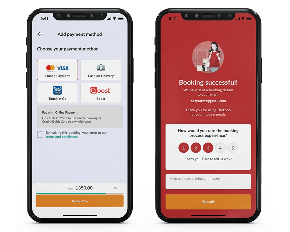 thelorry booking mockup