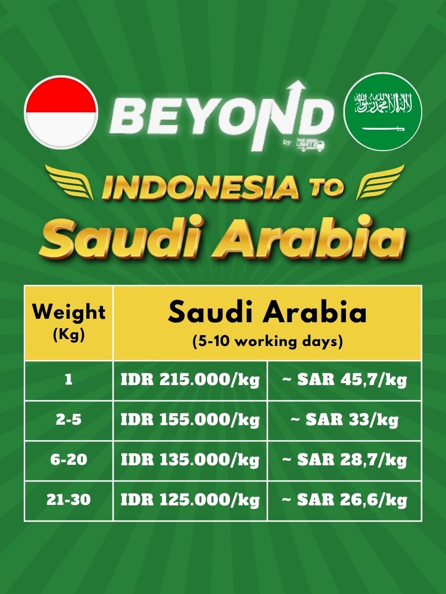 Shipping Price List Import from Indonesia to Saudi Arabia